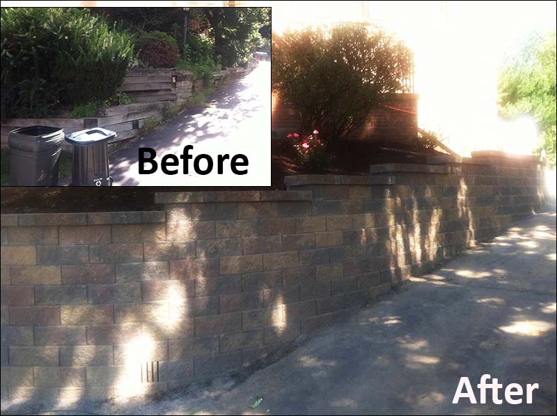 Retaining wall before & after 2/2